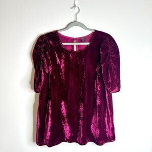 Torrid Bright Purple Ruched Sleeve Velvet Short Sleeve Top Vamp Witchy Sz 1X